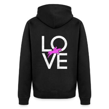 Horse riding - Unisex Premium Organic Zip Hoodie - black - Back - Nico (187cm)