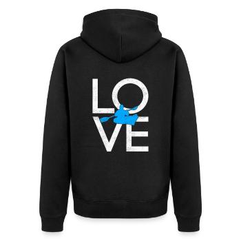 Kanu - Unisex Premium Bio Zip Hoodie - Schwarz - Hinten - Nico (187cm)