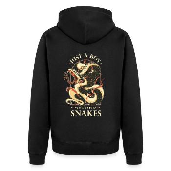 Just A Boy Who Loves Snakes Snakes Gift - Unisex Premium Organic Zip Hoodie - black - Back - Nico (187cm)