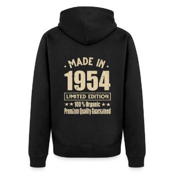Fabriqué en 1954 Vintage Retro Limited Edition - Veste à capuche bio Premium Unisexe - noir - Dos - Nico (187cm)