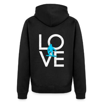 Snowboarden - Unisex Premium Bio Zip Hoodie - Schwarz - Hinten - Nico (187cm)