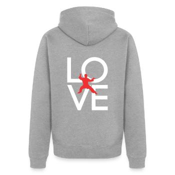 Martial arts - Unisex Premium Organic Zip Hoodie - heather grey - Back - Nico (187cm)
