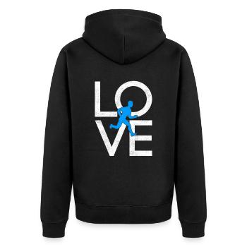 Joggen - Unisex Premium Bio Zip Hoodie - Schwarz - Hinten - Nico (187cm)