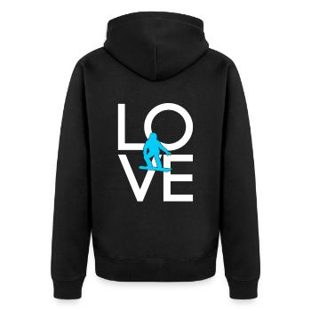 Snowboarden - Unisex Premium Bio Zip Hoodie - Schwarz - Hinten - Nico (187cm)