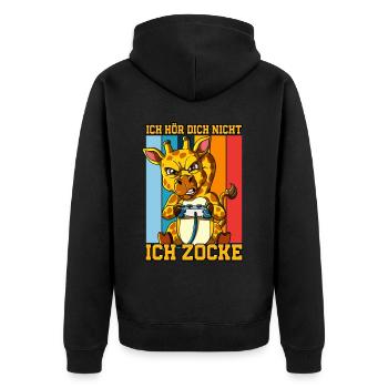 Zocken Gaming Ich Höre Dich Nicht Ich Zocke - Unisex Premium Bio Zip Hoodie - Schwarz - Hinten - Nico (187cm)