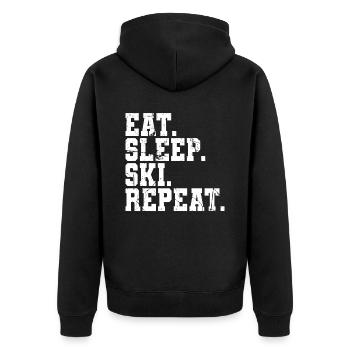 Skiing Ski - Unisex Premium Organic Zip Hoodie - black - Back - Nico (187cm)