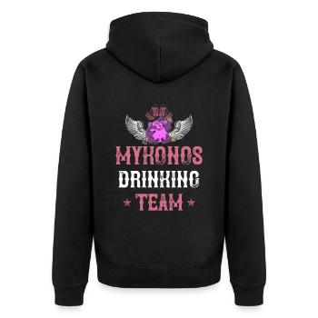 Équipe de mykonos drinking - Veste à capuche bio Premium Unisexe - noir - Dos - Nico (187cm)