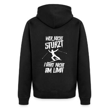Skifahren Ski - Unisex Premium Bio Zip Hoodie - Schwarz - Hinten - Nico (187cm)