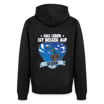 Skifahren Ski - Unisex Premium Bio Zip Hoodie - Schwarz - Hinten - Nico (187cm)