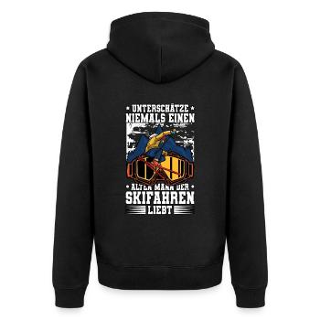 Skifahren Ski - Unisex Premium Bio Zip Hoodie - Schwarz - Hinten - Nico (187cm)