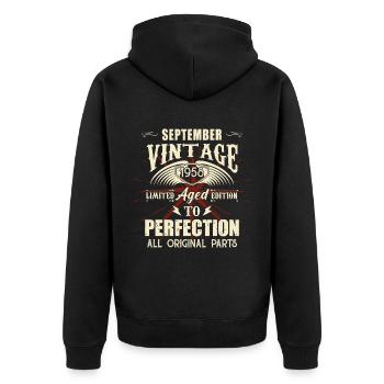 Retro Legenden Geburtstag Geschenk September 1958 - Unisex Premium Bio Zip Hoodie - Schwarz - Hinten - Nico (187cm)