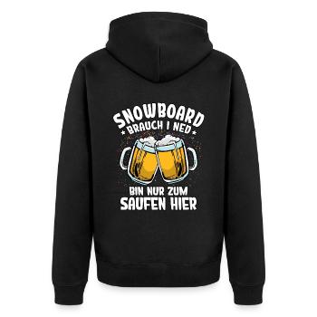 Snowboard - Unisex Premium Bio Zip Hoodie - Schwarz - Hinten - Nico (187cm)