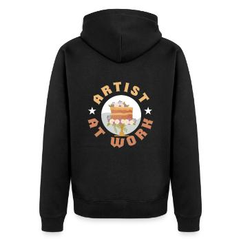Artist At Work Backen Kuchen Cupcake - Unisex Premium Bio Zip Hoodie - Schwarz - Hinten - Nico (187cm)