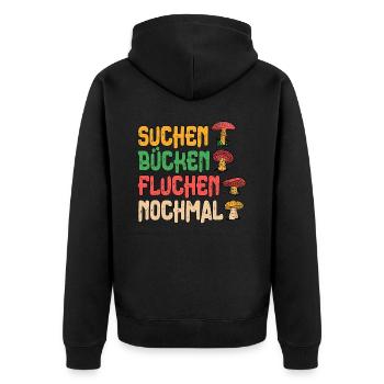 Pilzsammler Pilz Sucher - Unisex Premium Bio Zip Hoodie - Schwarz - Hinten - Nico (187cm)