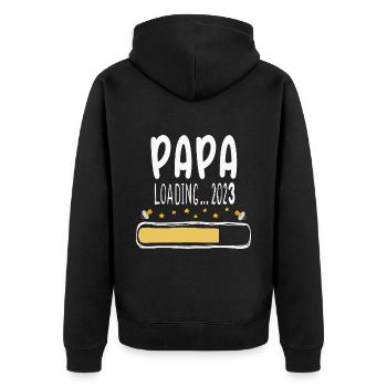 Papa 2023 is Loading - Unisex Premium Bio Zip Hoodie - Schwarz - Hinten - Nico (187cm)