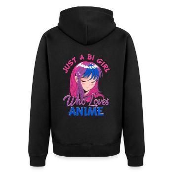 Bisexueller Stolz Nur ein BI-Mädchen, das Anime li - Unisex Premium Bio Zip Hoodie - Schwarz - Hinten - Nico (187cm)