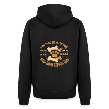 Ohne Hund ist alles Doof für Hundebesitzer - Unisex Premium Bio Zip Hoodie - Schwarz - Hinten - Nico (187cm)