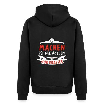 Machen ist wie wollen nur krasser - Unisex Premium Bio Zip Hoodie - Schwarz - Hinten - Nico (187cm)