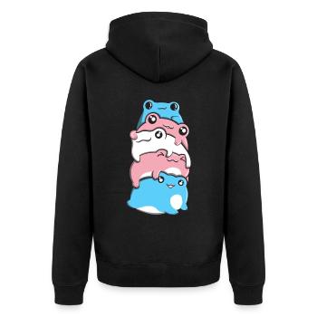 Transgenre Pride Frog Pile Drapeau transgenre - Veste à capuche bio Premium Unisexe - noir - Dos - Nico (187cm)