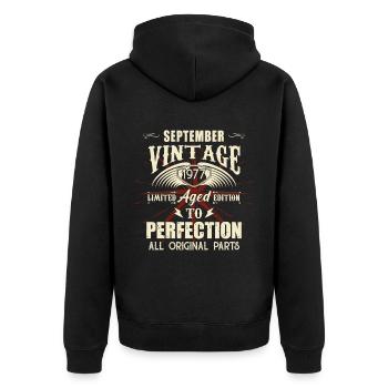 Retro Legends Cadeau d’anniversaire Septembre 1977 - Veste à capuche bio Premium Unisexe - noir - Dos - Nico (187cm)