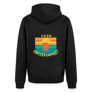 Ich bin schon wieder total unterpommest - Unisex Premium Bio Zip Hoodie - Schwarz - Hinten - Nico (187cm)