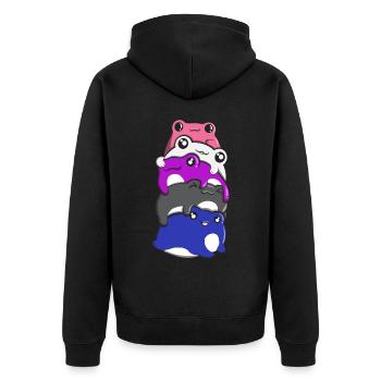 Genderfluid Pride Frog Pile Drapeau fluide de genre - Veste à capuche bio Premium Unisexe - noir - Dos - Nico (187cm)