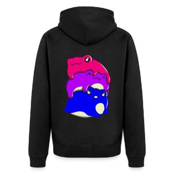 Fierté bisexuelle Grenouille Pile Bisexuel Drapeau B - Veste à capuche bio Premium Unisexe - noir - Dos - Nico (187cm)