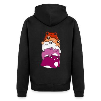 Lesben- und Schwulenstolz Froschhaufen Lesben- und - Unisex Premium Bio Zip Hoodie - Schwarz - Hinten - Nico (187cm)