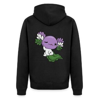 Genderqueer Pride Kawaii Axolotl Genderqueer Flagg - Veste à capuche bio Premium Unisexe - noir - Dos - Nico (187cm)