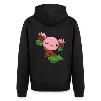 Gynesexual Pride Kawaii Axolotl Gynesexual Fl - Veste à capuche bio Premium Unisexe - noir - Dos - Nico (187cm)