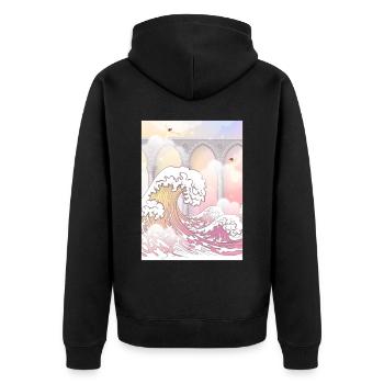 Angelcore Aesthetic Big Wave off Kanagawa Angel - Unisex Premium Organic Zip Hoodie - black - Back - Nico (187cm)