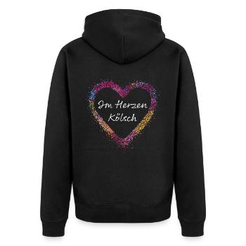 Kölsch Köln Kölle Cologne Colonia Karneval - Unisex Premium Bio Zip Hoodie - Schwarz - Hinten - Nico (187cm)