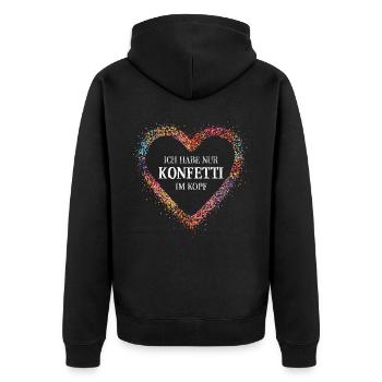 Konfetti im Kopf Karneval Fasching Jeck Narr - Unisex Premium Bio Zip Hoodie - Schwarz - Hinten - Nico (187cm)