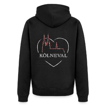 Rot Weiss Kölner Dom Karneval Fasching Konfetti - Unisex Premium Bio Zip Hoodie - Schwarz - Hinten - Nico (187cm)