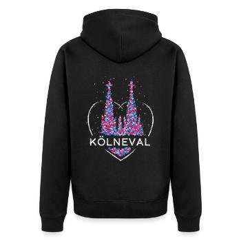 Kölner Dom Köln Karneval Kölnerin Fasching Närrin - Unisex Premium Bio Zip Hoodie - Schwarz - Hinten - Nico (187cm)