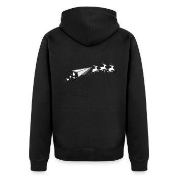 Papierflugzeug Weihnachtsmann Weihnachtsschlitten - Unisex Premium Bio Zip Hoodie - Schwarz - Hinten - Nico (187cm)