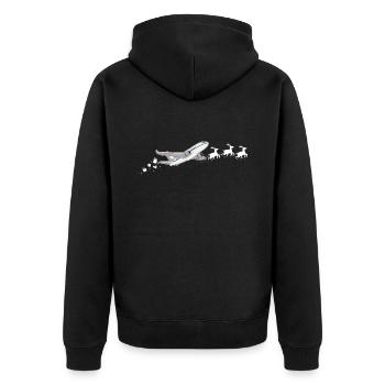 Flugzeug Weihnachtsmann Weihnachtsschlitten - - Unisex Premium Bio Zip Hoodie - Schwarz - Hinten - Nico (187cm)