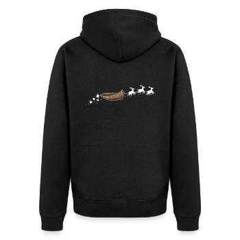 Ruderboot Santa Weihnachtsschlitten - Lustiges - Unisex Premium Bio Zip Hoodie - Schwarz - Hinten - Nico (187cm)