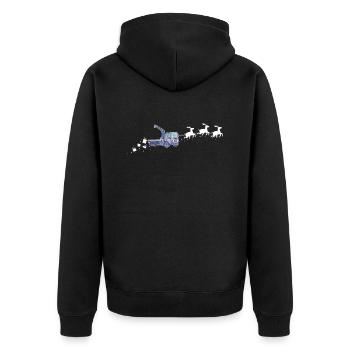 Kran Weihnachtsmann Weihnachtsschlitten - Funny - Unisex Premium Bio Zip Hoodie - Schwarz - Hinten - Nico (187cm)