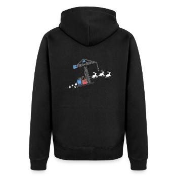 Kran Weihnachtsmann Weihnachtsschlitten - Funny - Unisex Premium Bio Zip Hoodie - Schwarz - Hinten - Nico (187cm)