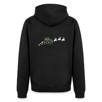 Traktor-Weihnachtsmann-Schlitten - Lustige - Unisex Premium Bio Zip Hoodie - Schwarz - Hinten - Nico (187cm)