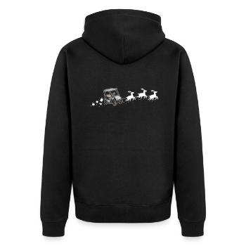Golf Cart Santa Weihnachtsschlitten - Funny Golf - Unisex Premium Bio Zip Hoodie - Schwarz - Hinten - Nico (187cm)