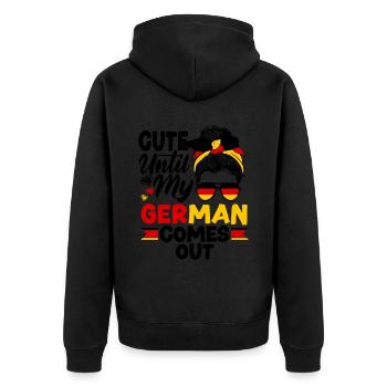 German Germany German Flag Cute Until My German - Unisex Premium Bio Zip Hoodie - Schwarz - Hinten - Nico (187cm)