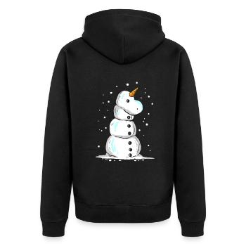 Bonhomme de neige licorne pour Noël en juillet - Veste à capuche bio Premium Unisexe - noir - Dos - Nico (187cm)