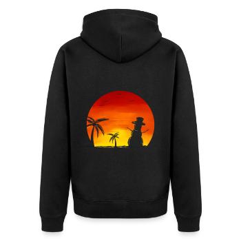 Sundown Snowman Under Palm Trees Beach Christmas - Unisex Premium Bio Zip Hoodie - Schwarz - Hinten - Nico (187cm)