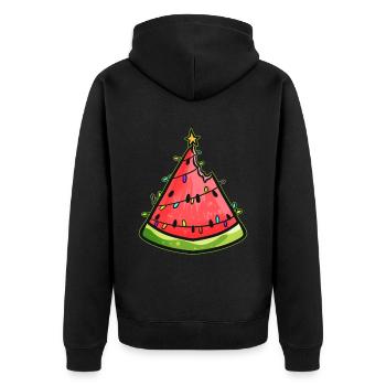 Watermelon Christmas Tree Chain Of Lights - Unisex Premium Organic Zip Hoodie - black - Back - Nico (187cm)