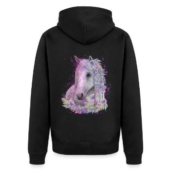Motif de cheval Aquarelles Cavalier Cadeau - Veste à capuche bio Premium Unisexe - noir - Dos - Nico (187cm)