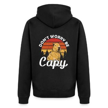 Coucher de soleil Ne vous inquiétez pas être Capy Wasserschwein - Veste à capuche bio Premium Unisexe - noir - Dos - Nico (187cm)