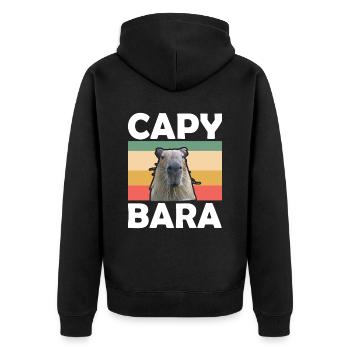 Rétro Capybara Wasserschwein - Veste à capuche bio Premium Unisexe - noir - Dos - Nico (187cm)