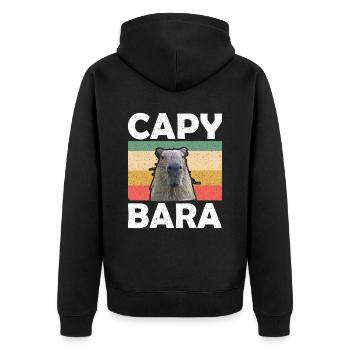 Rétro Capybara Wasserschwein - Veste à capuche bio Premium Unisexe - noir - Dos - Nico (187cm)
